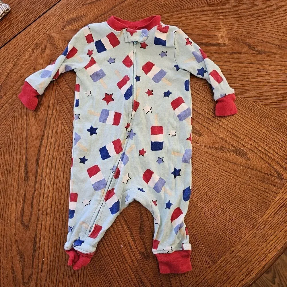 Way to Celebrate 4th of July USA Patriotic  Size 0-3 Months Romper‎ Sleeper